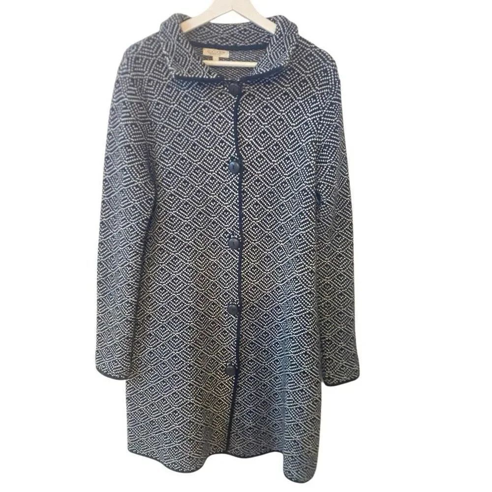 Cocogio made in Italy large wool blend full button up jacket black
